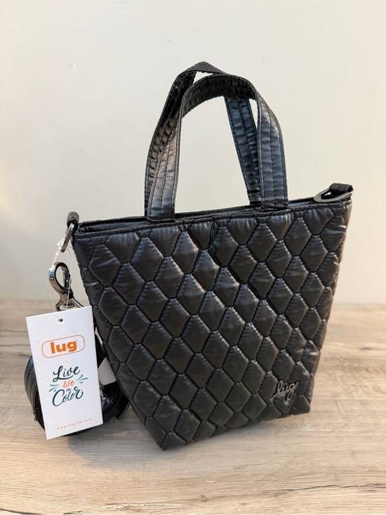 lug Handbags - Lug Tip Toe Mini Tote Bag - Metallic Black - NWT - houndstooth lining
